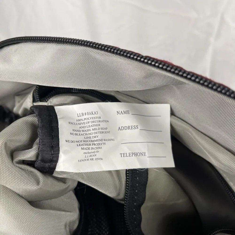 LL Bean Biege Red Zip‎ Up Crossbody Messenger Bag